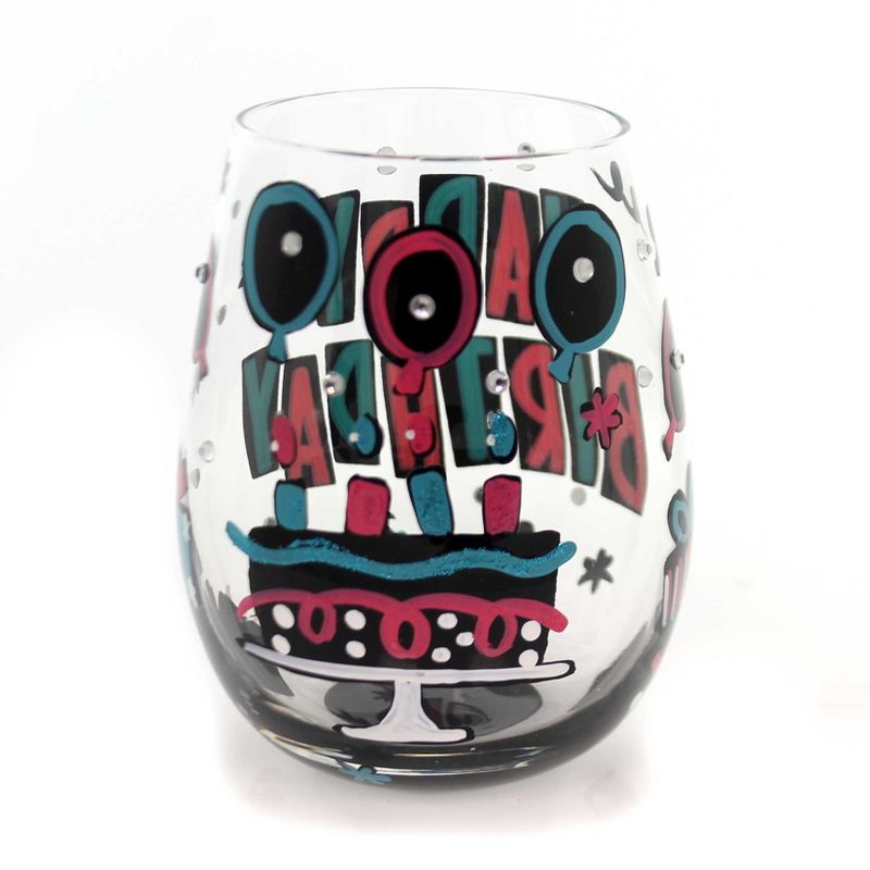 Tabletop 5.0" Happy Birthday Lolita Glass Love My Wine Enesco  -  Drinkware