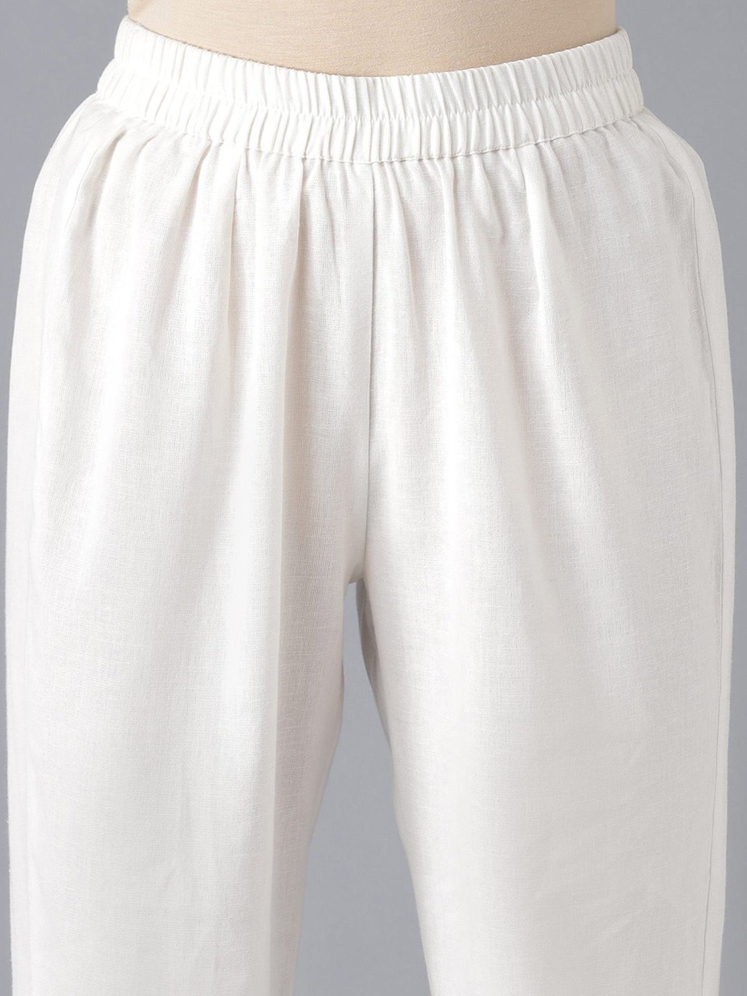 Aurelia Women White Geometric Print Cotton Kurta Set with Trouser