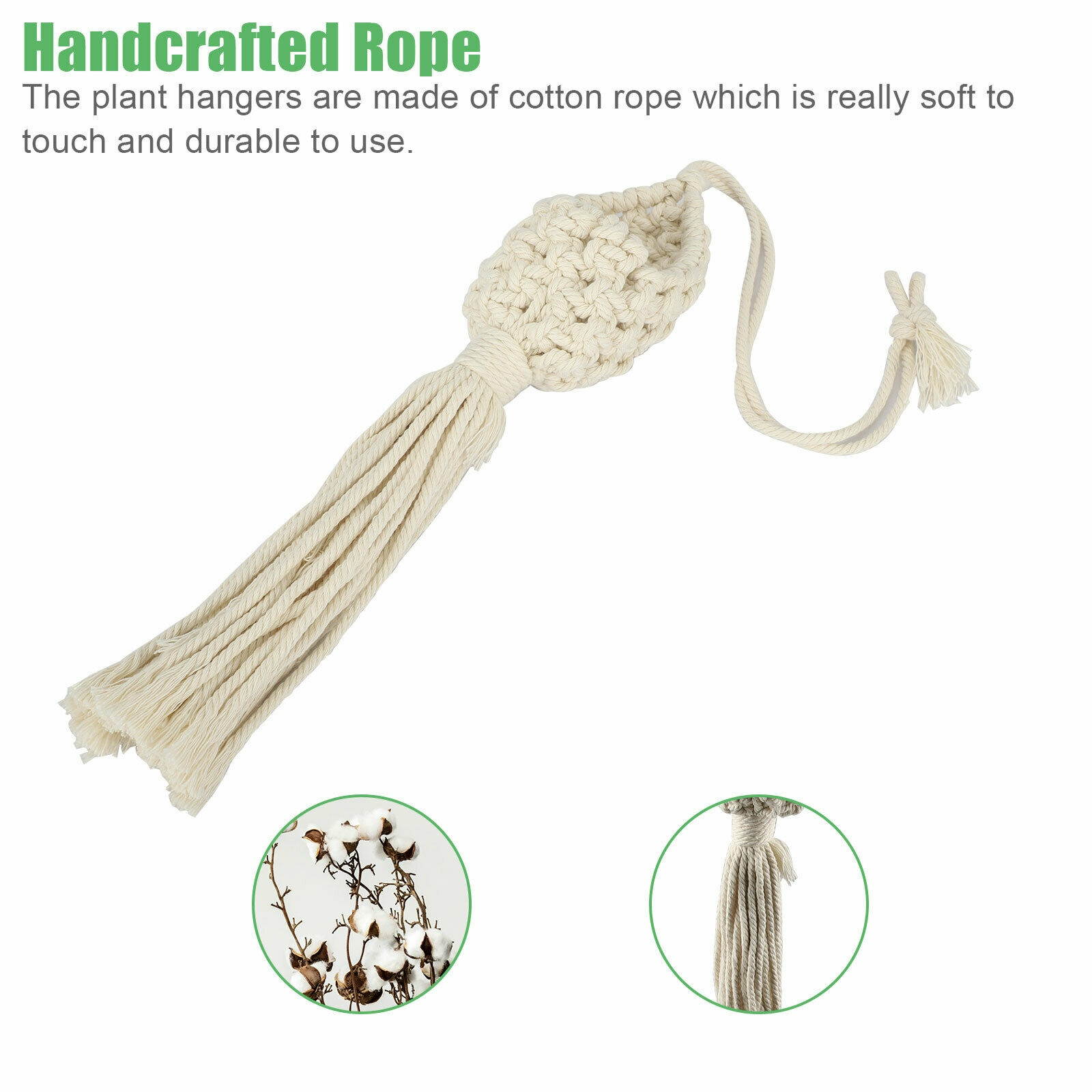 3PCS Air Plant Hang Macrame Planter Hanging Holder Flower Basket Rope Home Decor