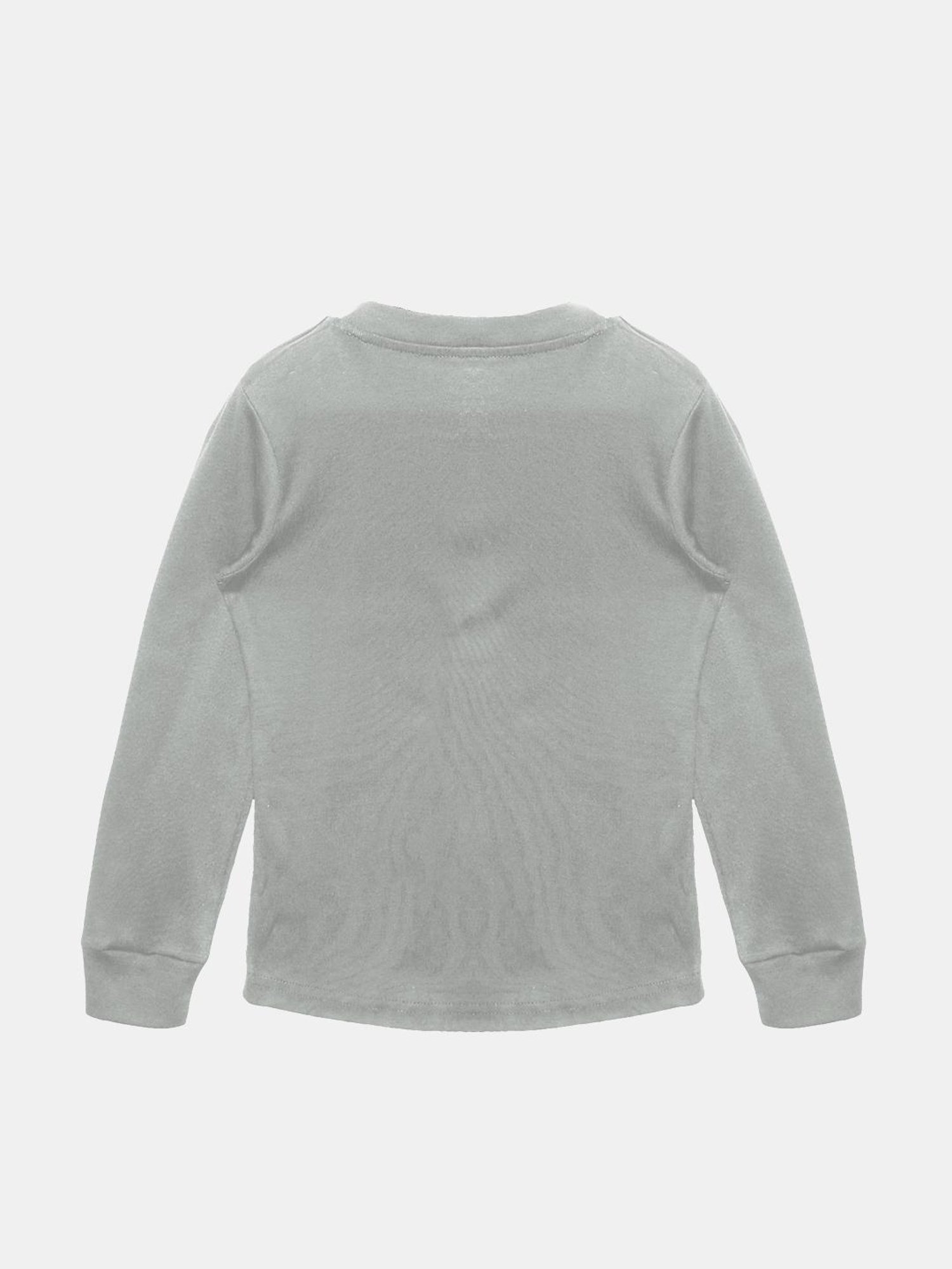 Kiddopanti Unisex Light Grey Solid Full Sleeves T-Shirt