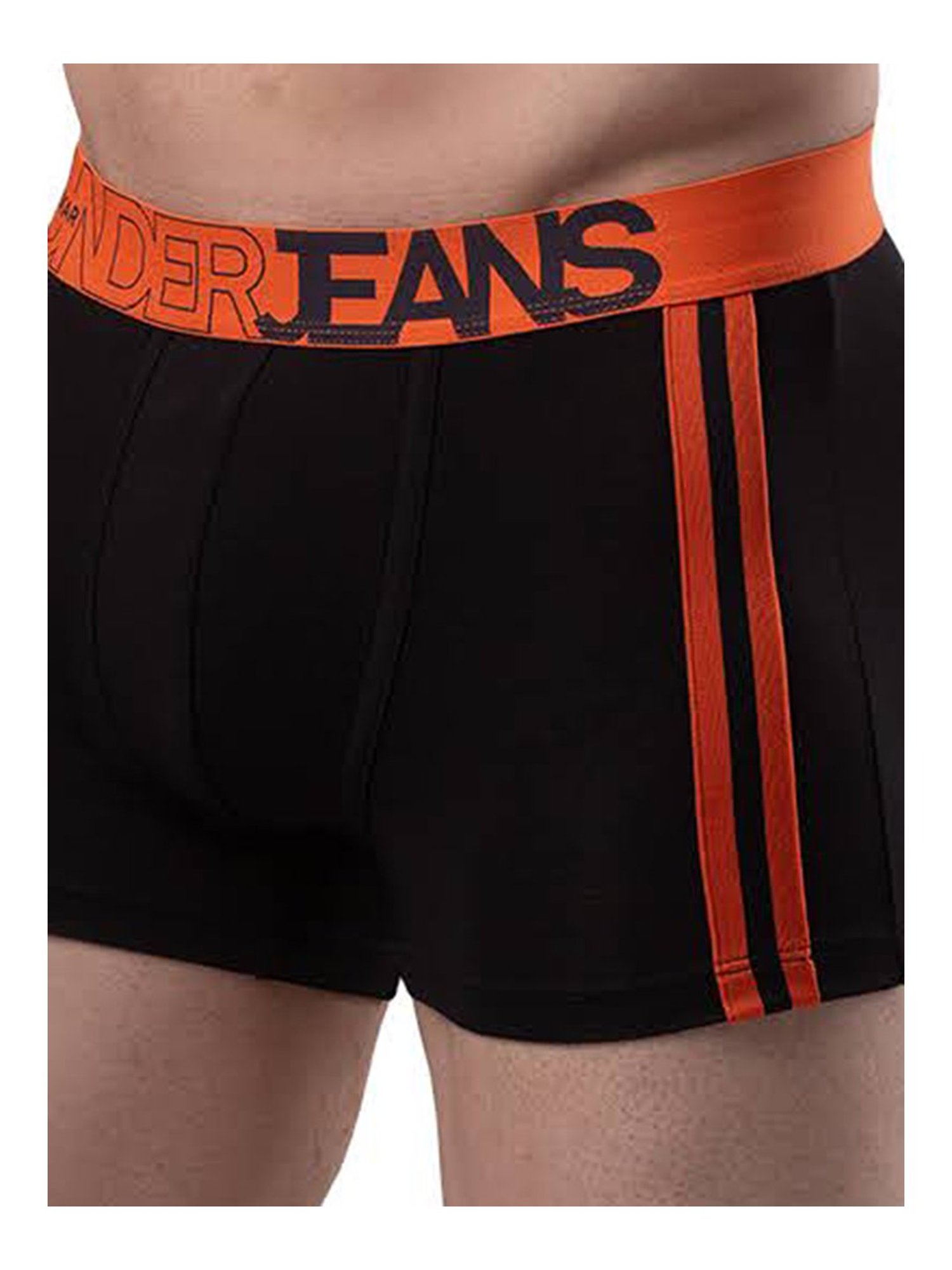 UnderJeans by Spykar Black & Orange Striped Trunks