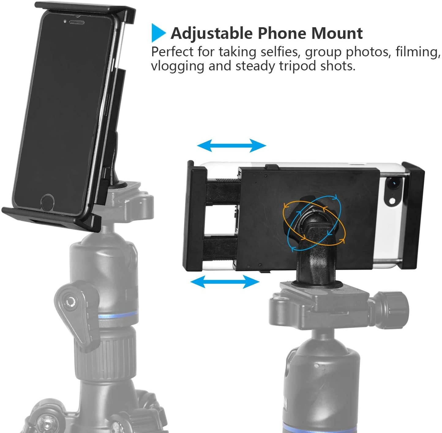 APPS2Car Sturdy Tablet and Phone Tripod Mount for iPad Samsung Tablet Cell Phone More, Rotatable Tiltable Tripod Adapter Stand Clamp Holder for Video Recording Photo Booth Live Music Camera