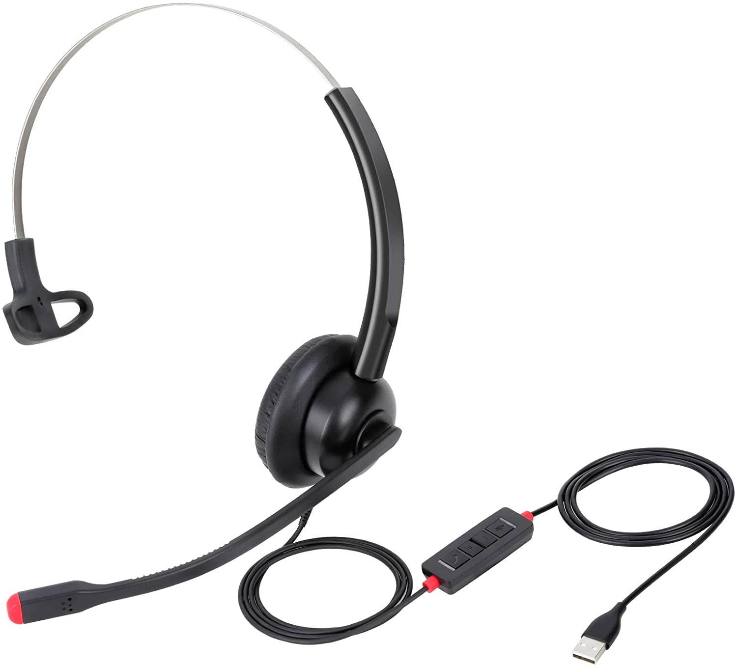USB Headset with Microphone Noise Cancelling PC Headset Wired Headphone for for Skype Webinar Softphone Call Center Office On Courses