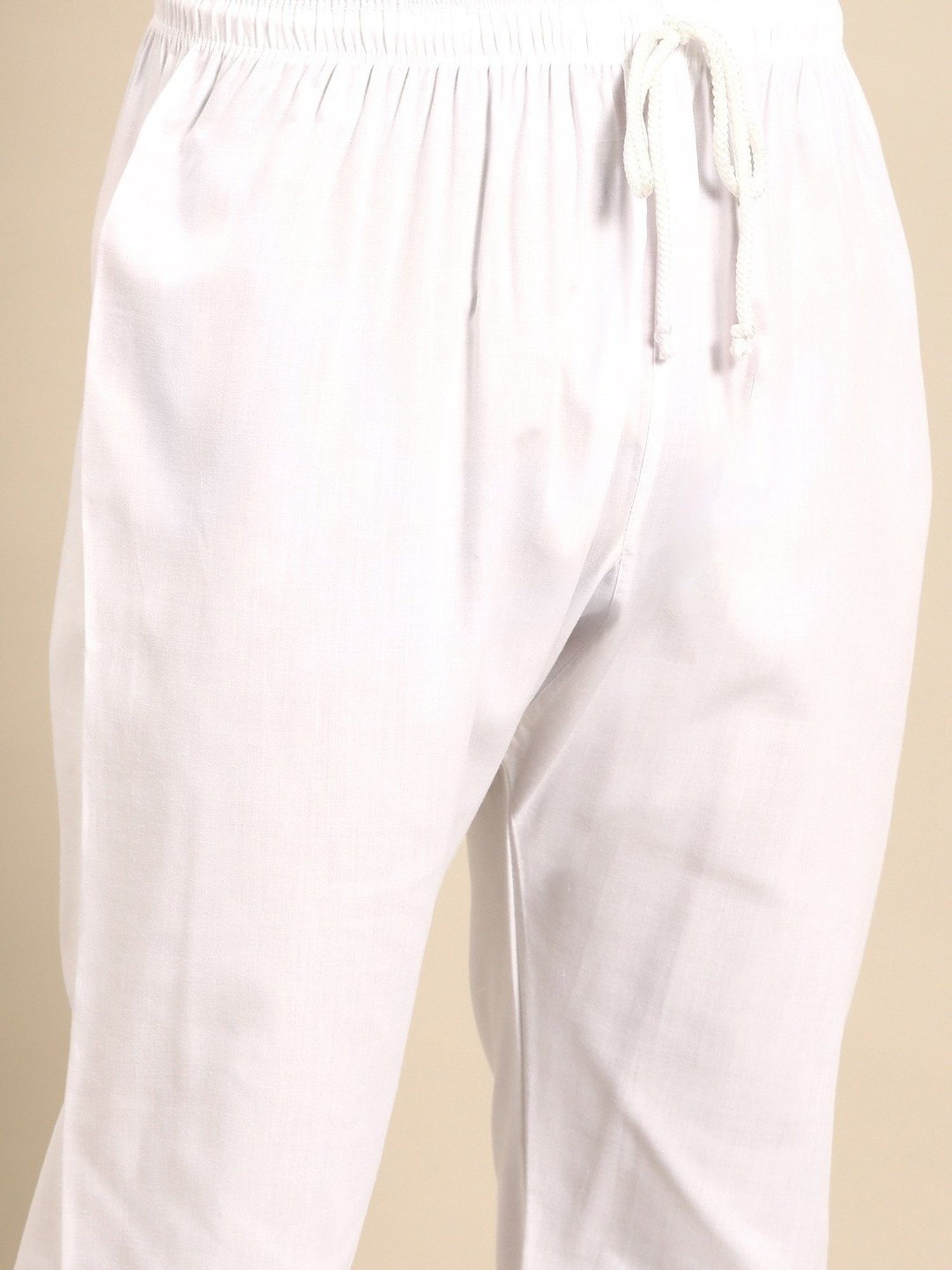 ManQ Black & White Regular Fit Embroidered Kurta Bottom Set