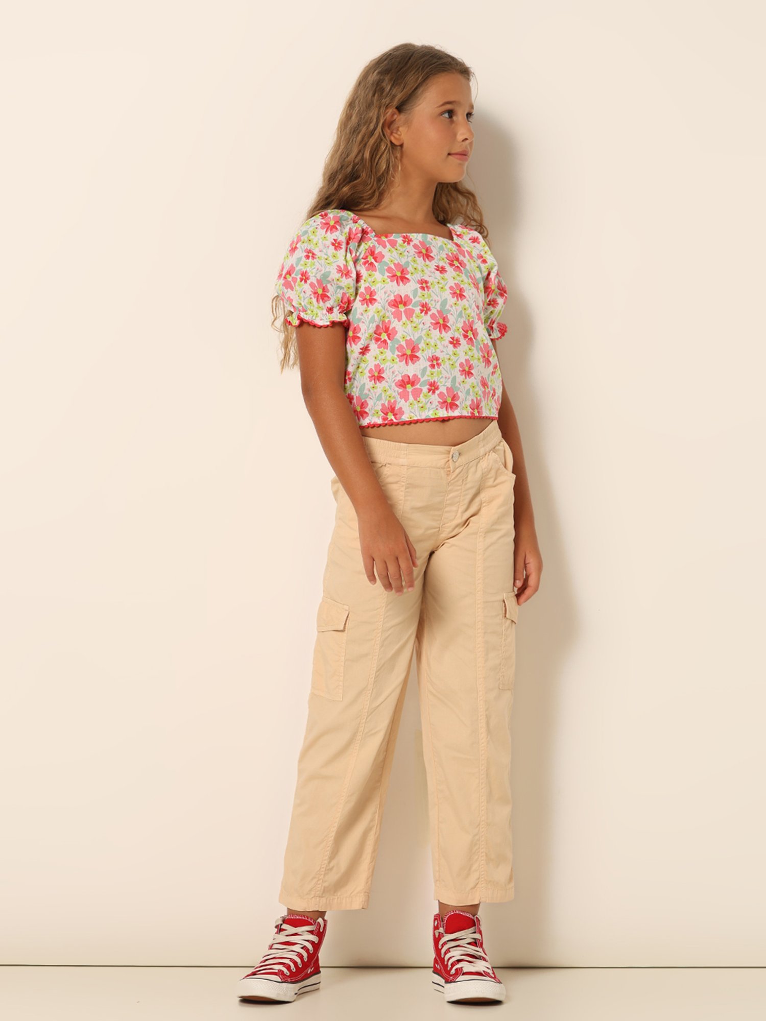 LilPicks Kids Yellow Solid Crop Top