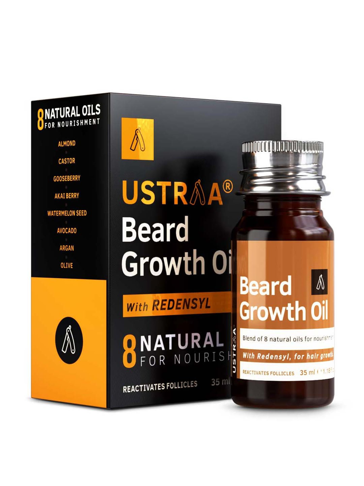 THE REAL MAN Beard Growth Oil 100 Percent Organic Beard & Moustache Hair Growth Oil - 50 ml