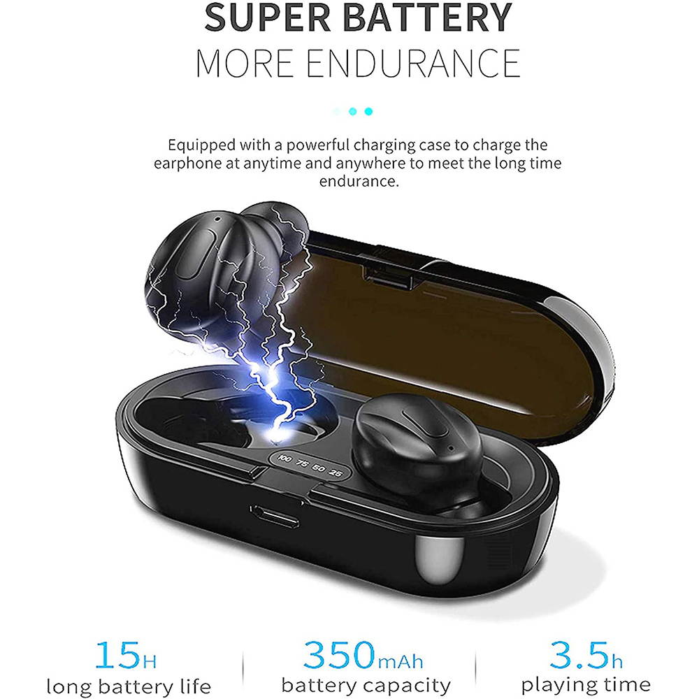 Ture Wireless Earbuds, Bluetooth 5.0 Headphones Stereo Sound Microphone Mini Wireless Earphones Running Headphones with Portable Charging Case for Sport Driving