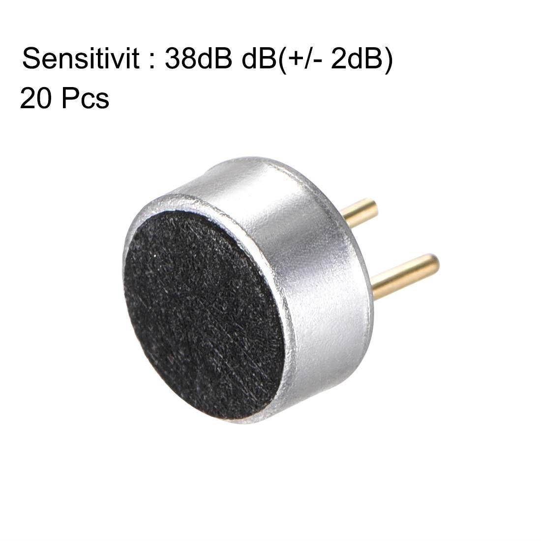 uxcell 4522 38dB Electret Microphone Pickup 4.5mm x 2.2mm Cylindrical Condenser MIC with Pins for PCB 30 Pcs