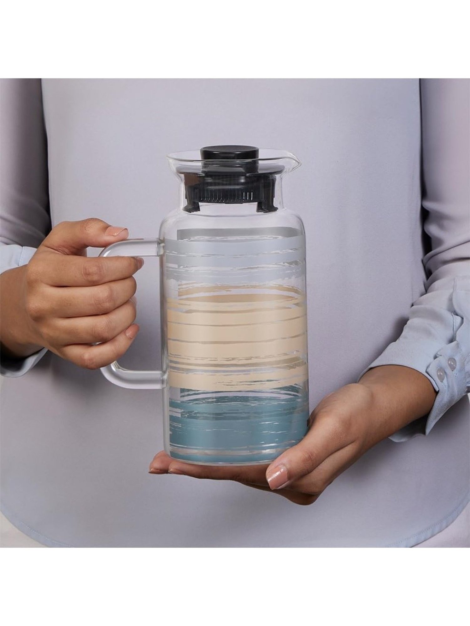 Borosil Glance Transparent Borosilicate Glass Jug with Lid (1000 ML)