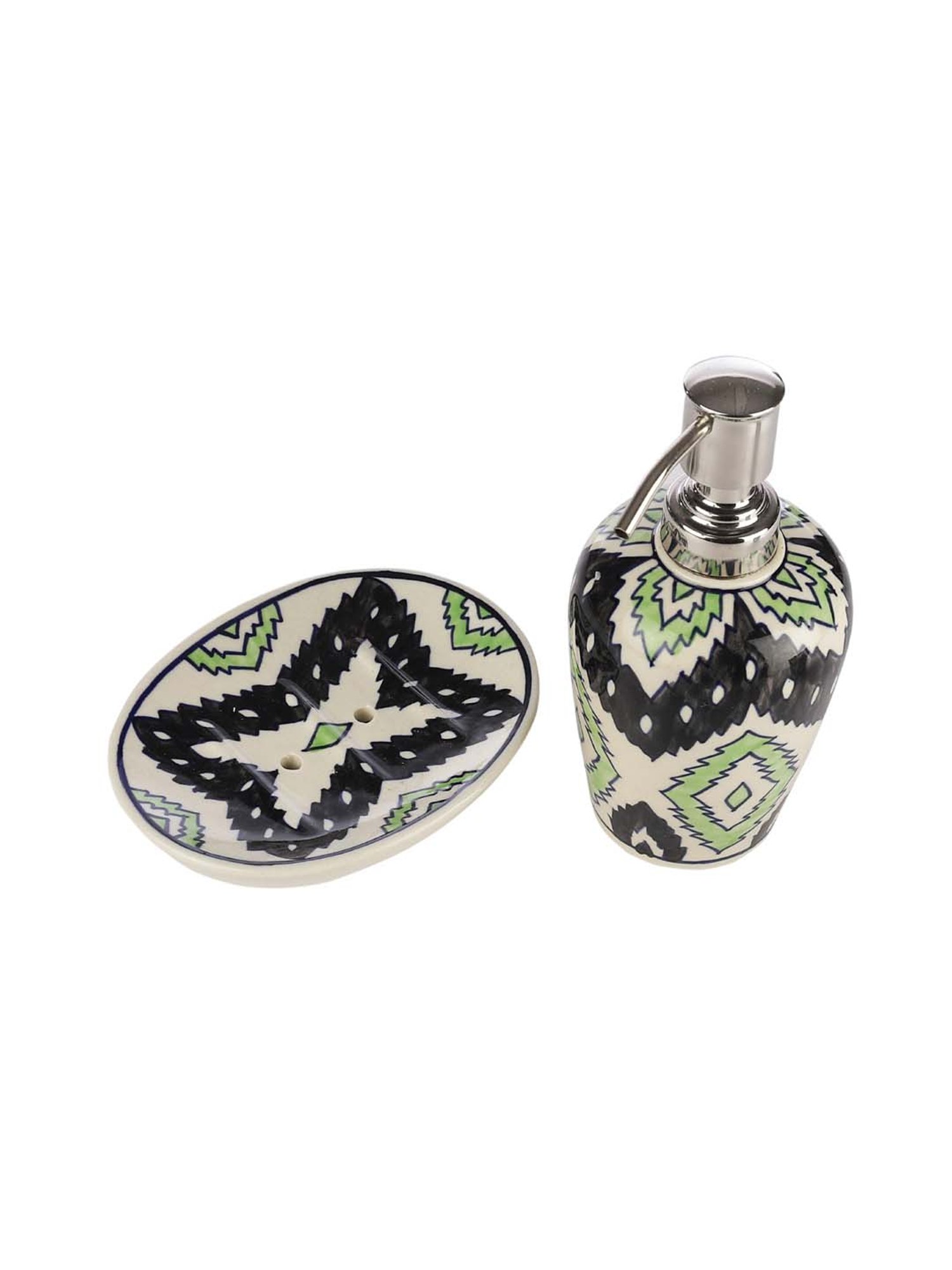 VarEesha Aztec Multicolor Ceramic Bath Accessories - Set of 2