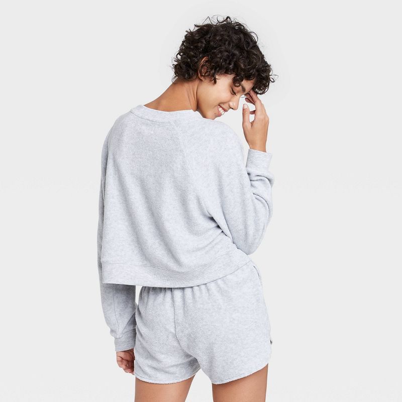 Women's Reverse Fleece Lounge Sweatshirt - Colsie™ Gray M