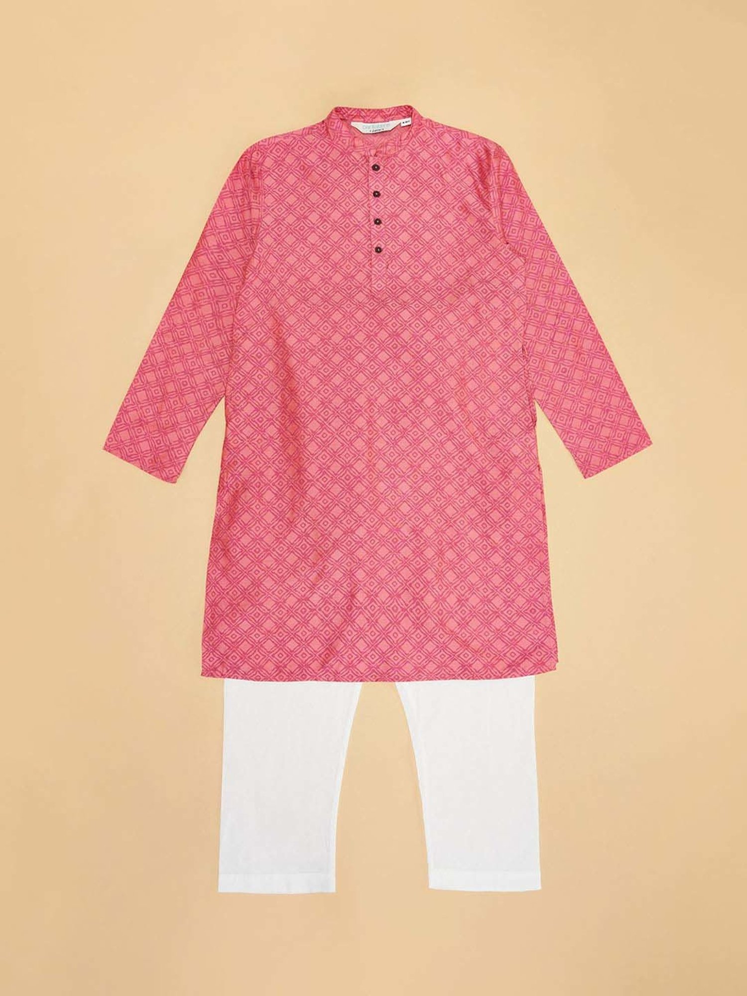 Indus Route by Pantaloons Boys Coral Printed Full Sleeves Kurta Sets