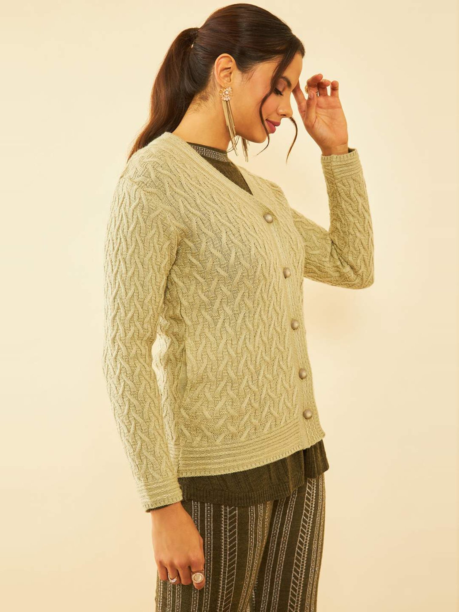 Soch Green Crochet Pattern Cardigan