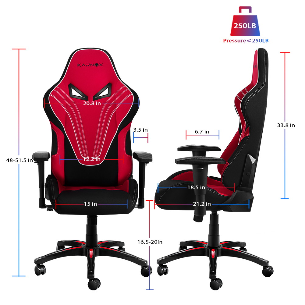 KARNOX Hero BA New Racing Style Gaming Office Chair with Adjustable Height and Armrests 155&deg; Reclining with Headrest and Lumbar Support (Black)