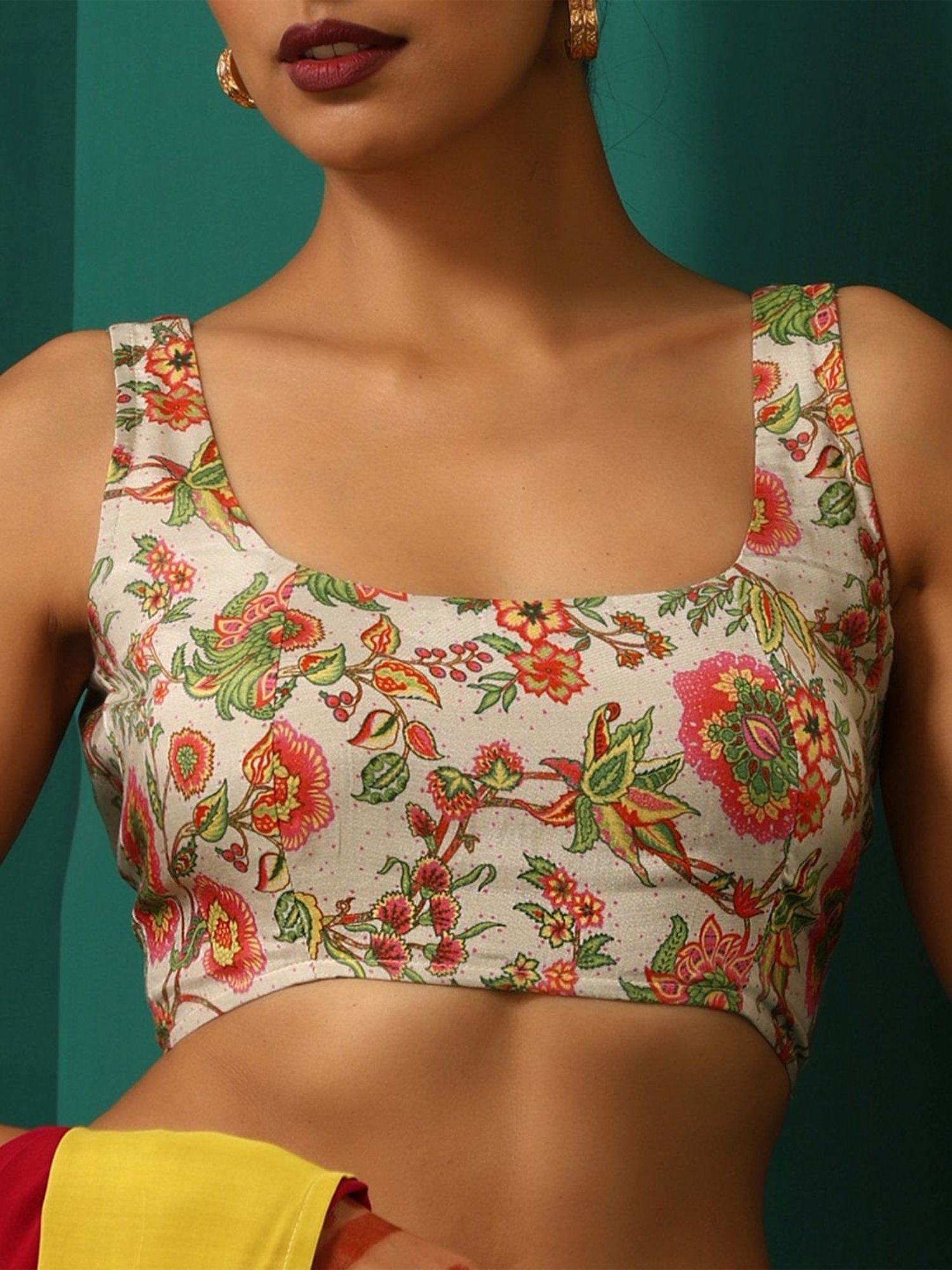 true Browns White Floral Print Blouse