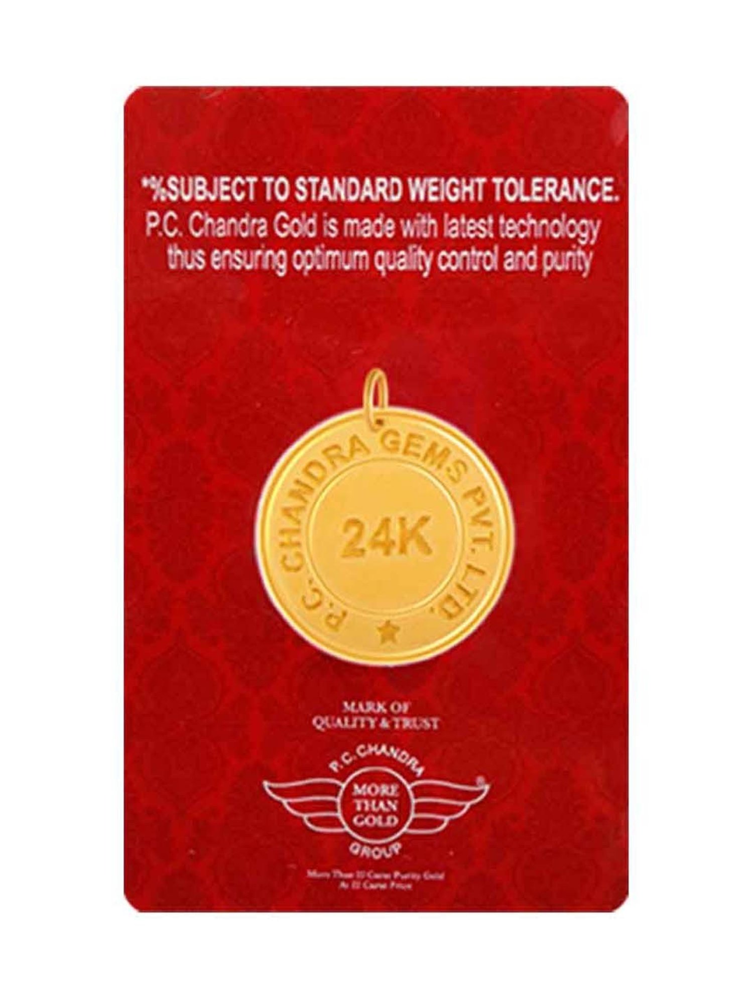 P.C. Chandra Jewellers 24k (999) 5gm Yellow Gold Kapalvriksha Coin Pendant