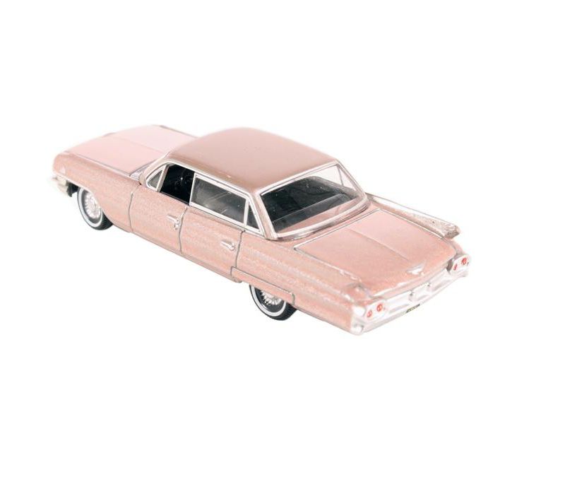 1961 Cadillac Sedan DeVille Metallic Pink 1/87 (HO) Scale Diecast Model Car by Oxford Diecast