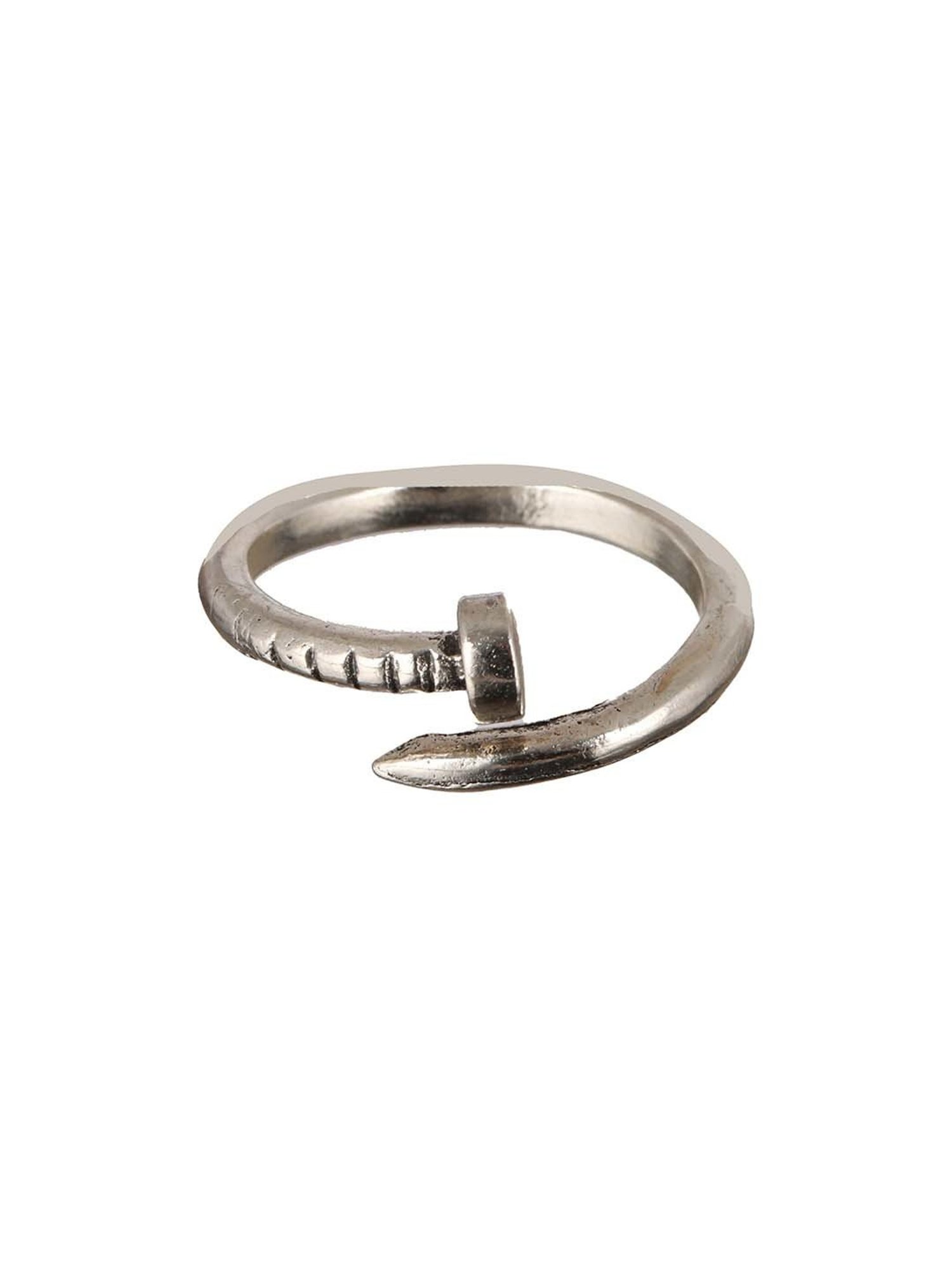 Bold by Priyaasi Twisted Nail Silver-Plated Ring for Men