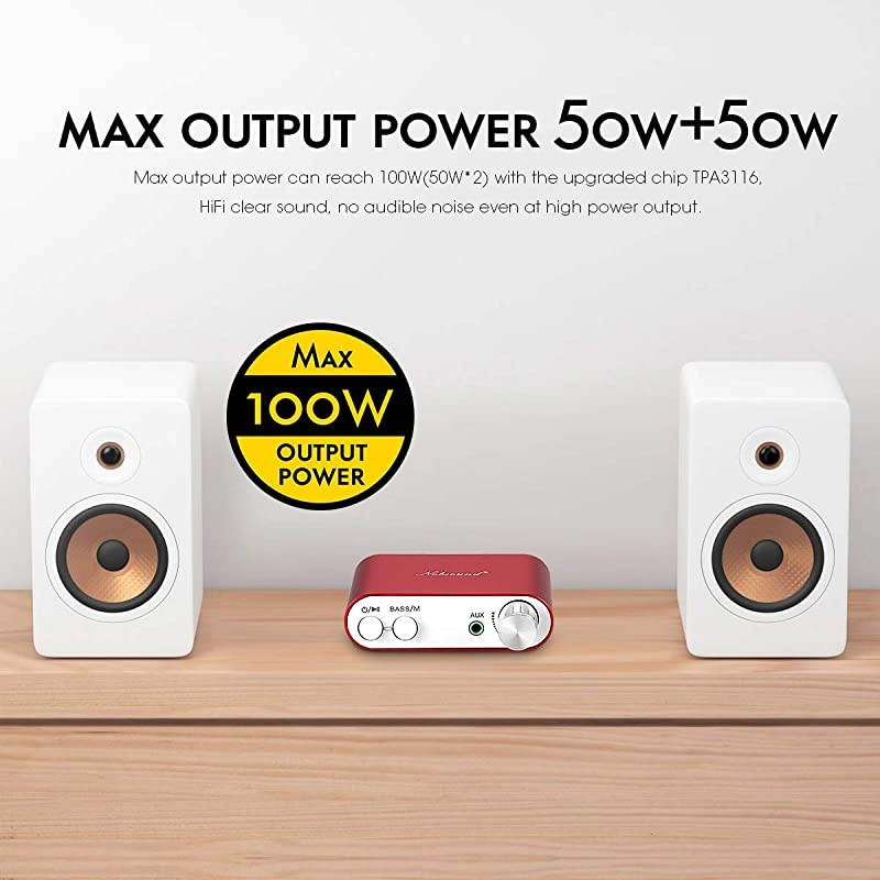 NS10G Mini Bluetooth 50 Digital Amplifier 100W HiFi Amp with Power Supply Red