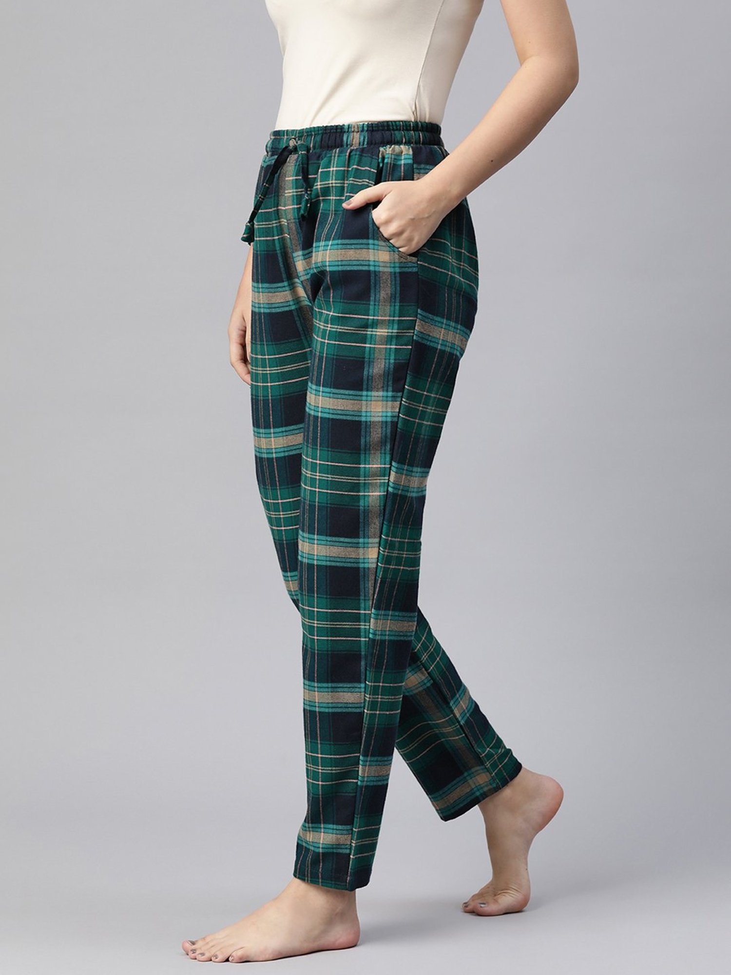 One Femme Green Check Pyjamas