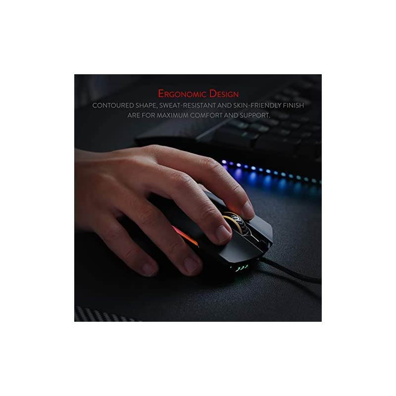 M721Pro Lonewolf2 Gaming Mouse Wired Mouse RGB Lighting 10 Programmable Buttons 32000 DPI Adjustable Comfortable Grip Ergonomic Optical PC Computer Gaming Mice with Fire Button