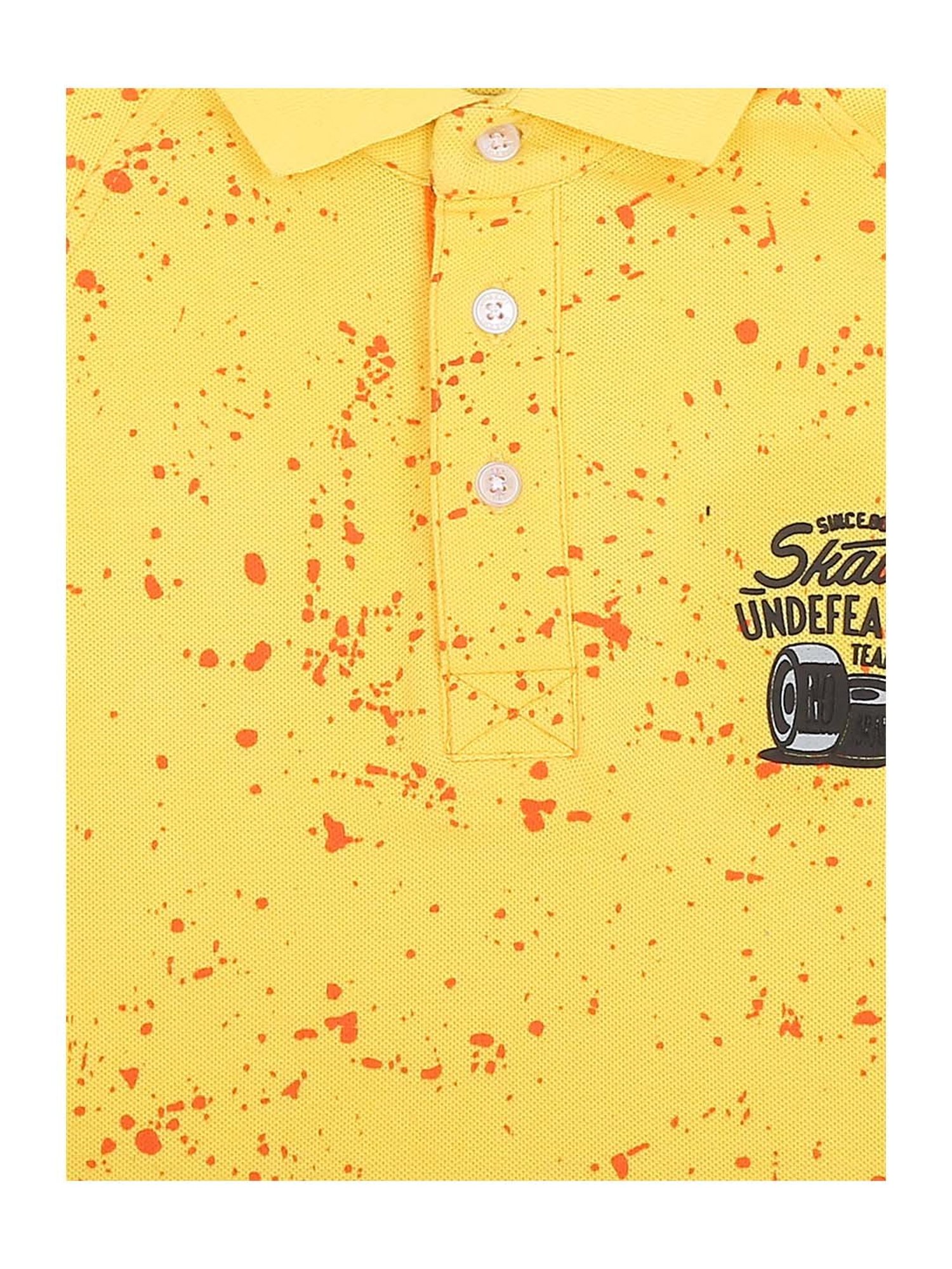 Gini & Jony Kids Yellow Cotton Printed Polo T-Shirt