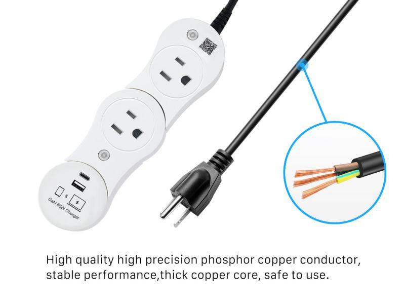 EDO Pivot Power Smart Outlet with 65W GaN Charger Fast Charging Module for Macbook&iphone,Smart Power Strip ,Two Smart Sockets Work with Amazon Alexa&nbsp;/ Echo/ Dot / Tap,With USB Charger 65W GaN Socket
