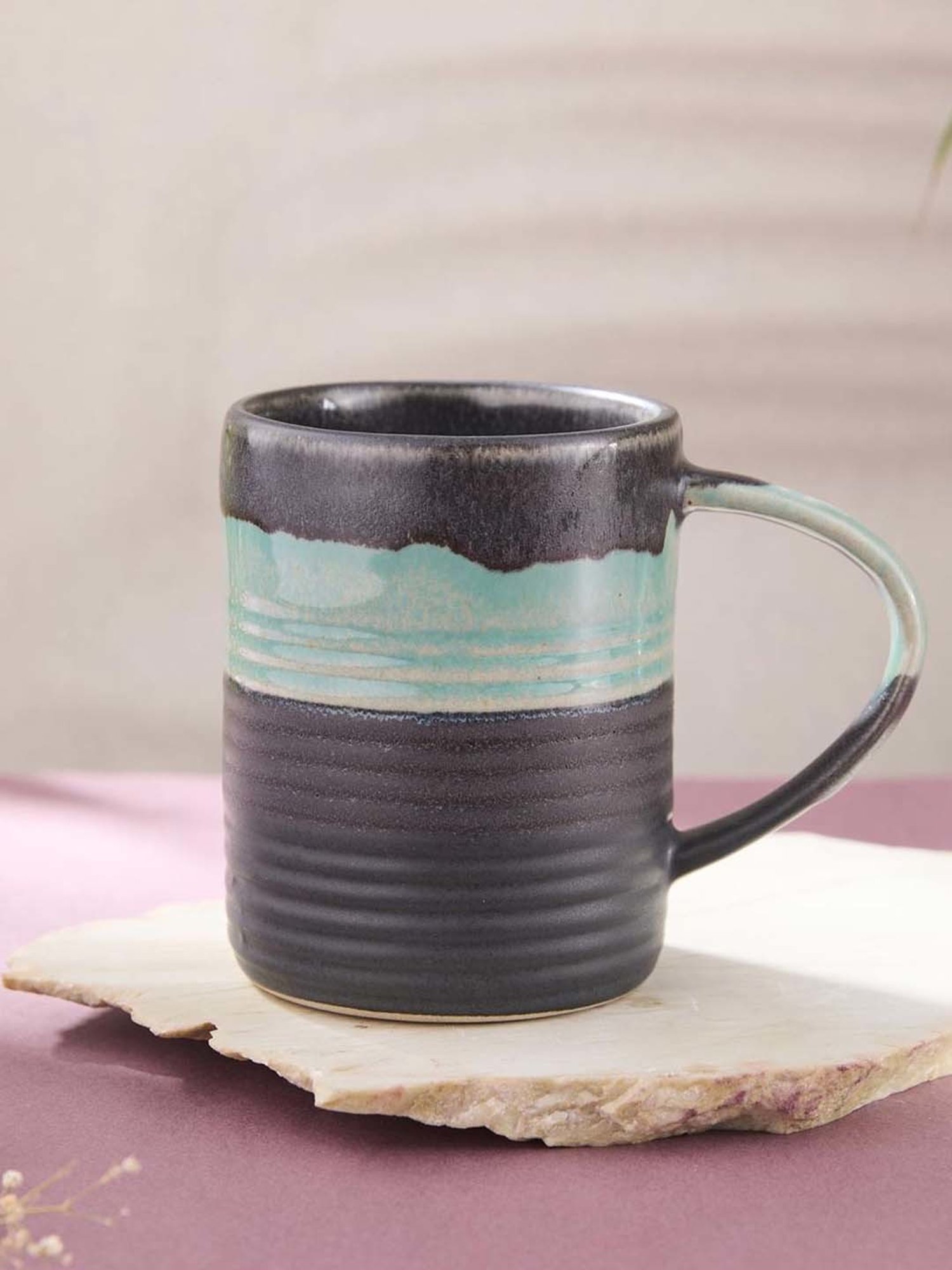 Fabindia Home Navy Ceramic Mug (380ml)