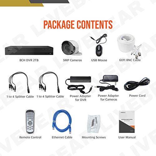 Wisenet SDHC84085BF 8 Channel Super HD DVR Video Security System with 2TB Hard Drive and 8 5MP Weather Resistant Bullet Cameras SDC89445BF Renewed