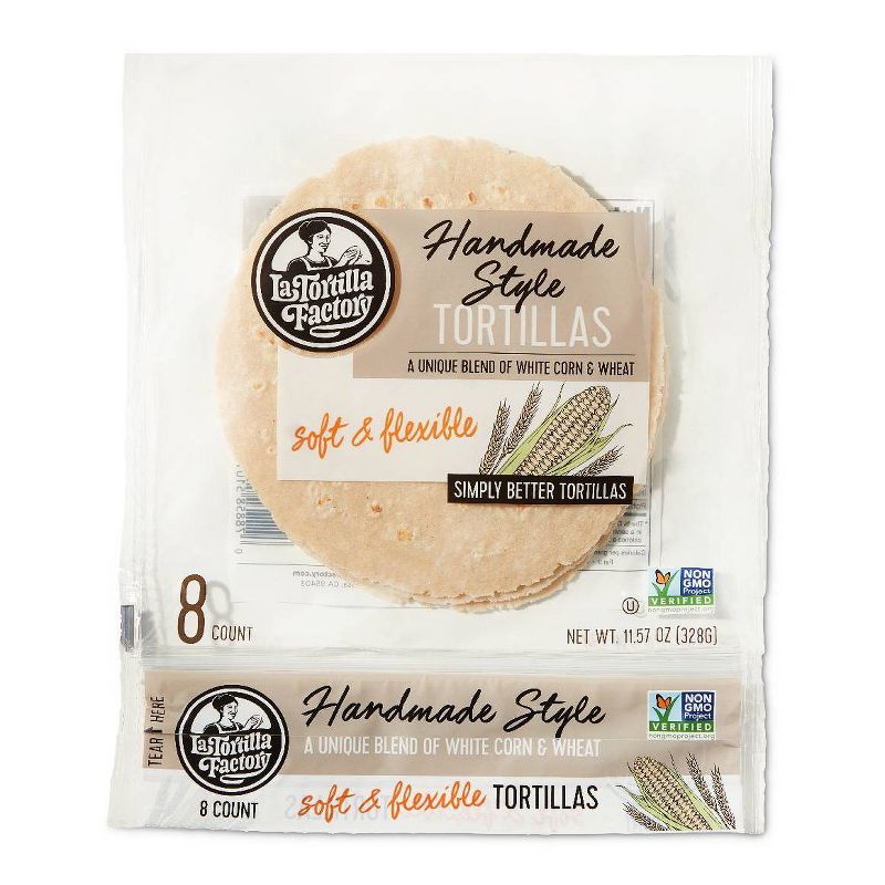 La Tortilla Factory Hand Made Style White Corn Tortillas - 11.57oz/8ct