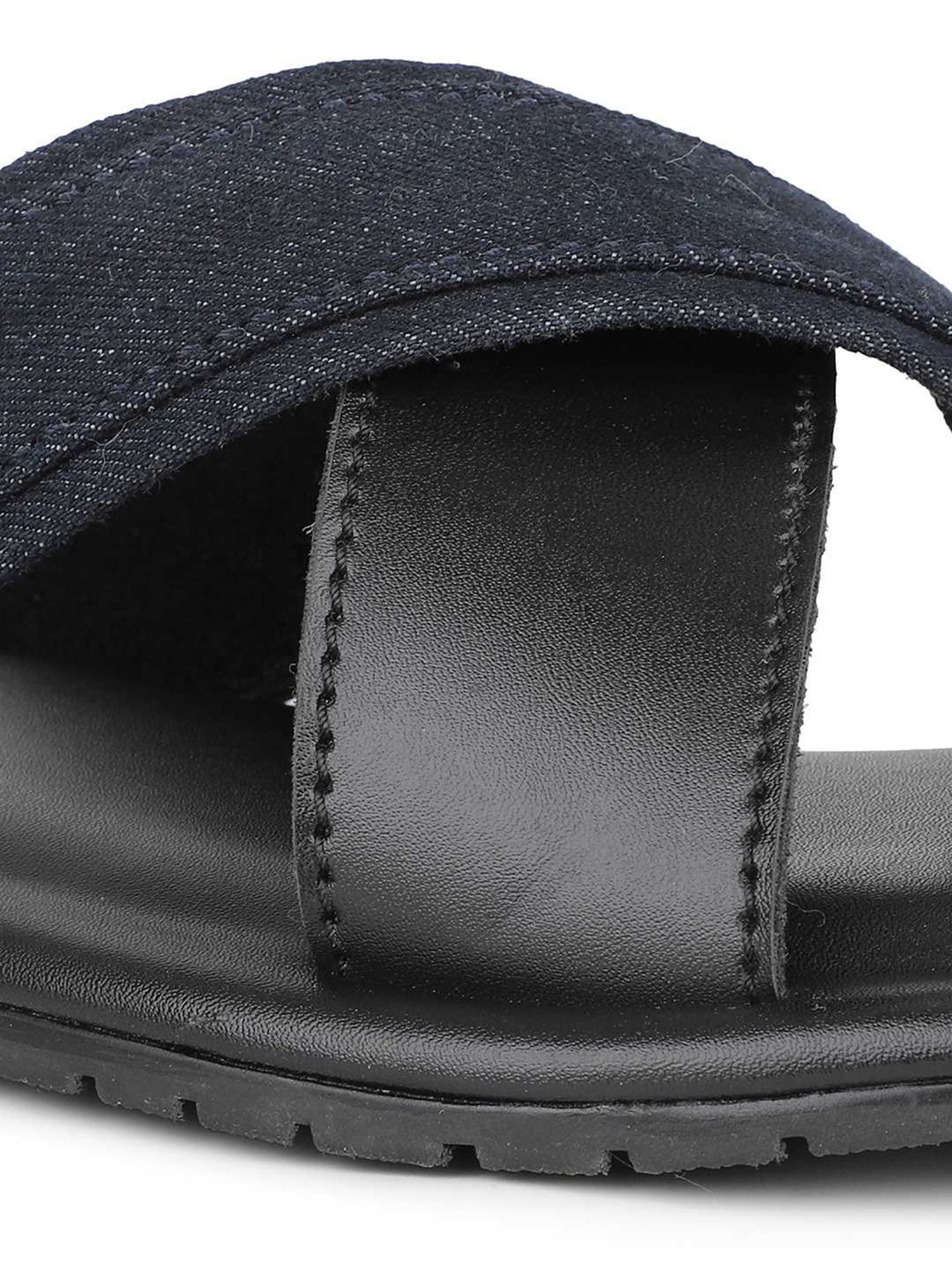 Privo by Inc.5 Men's Black Cross Strap Sandals