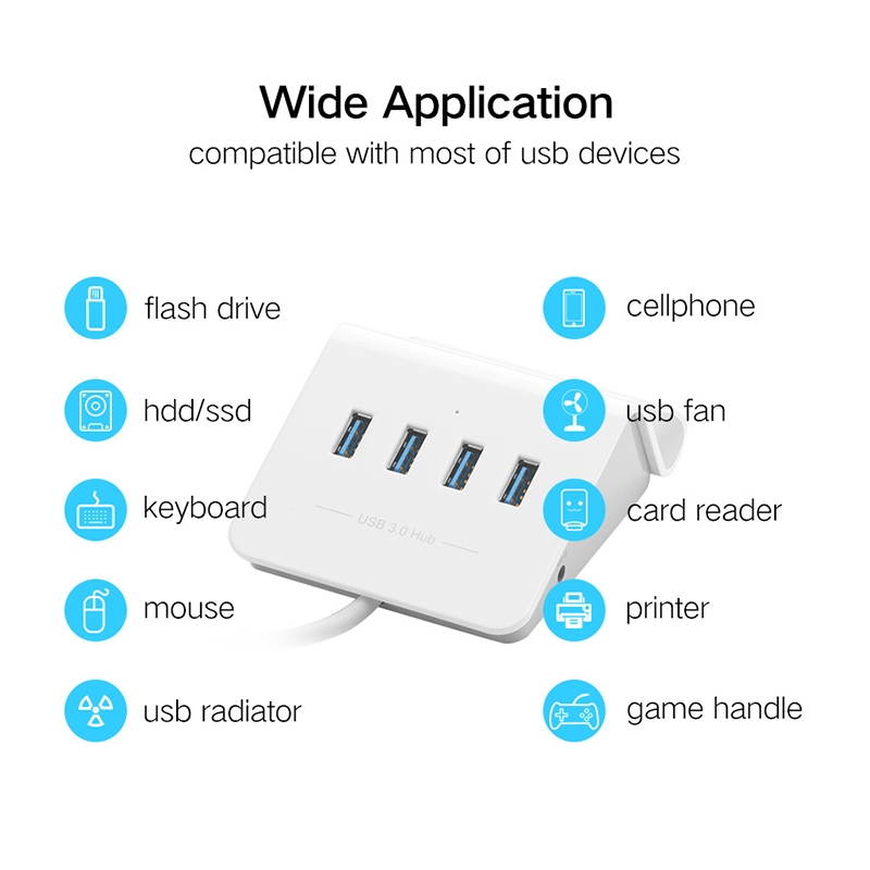 Ugreen 5Gbps Super Speed 4 Ports USB 3.0 HUB Converter with Adapter
