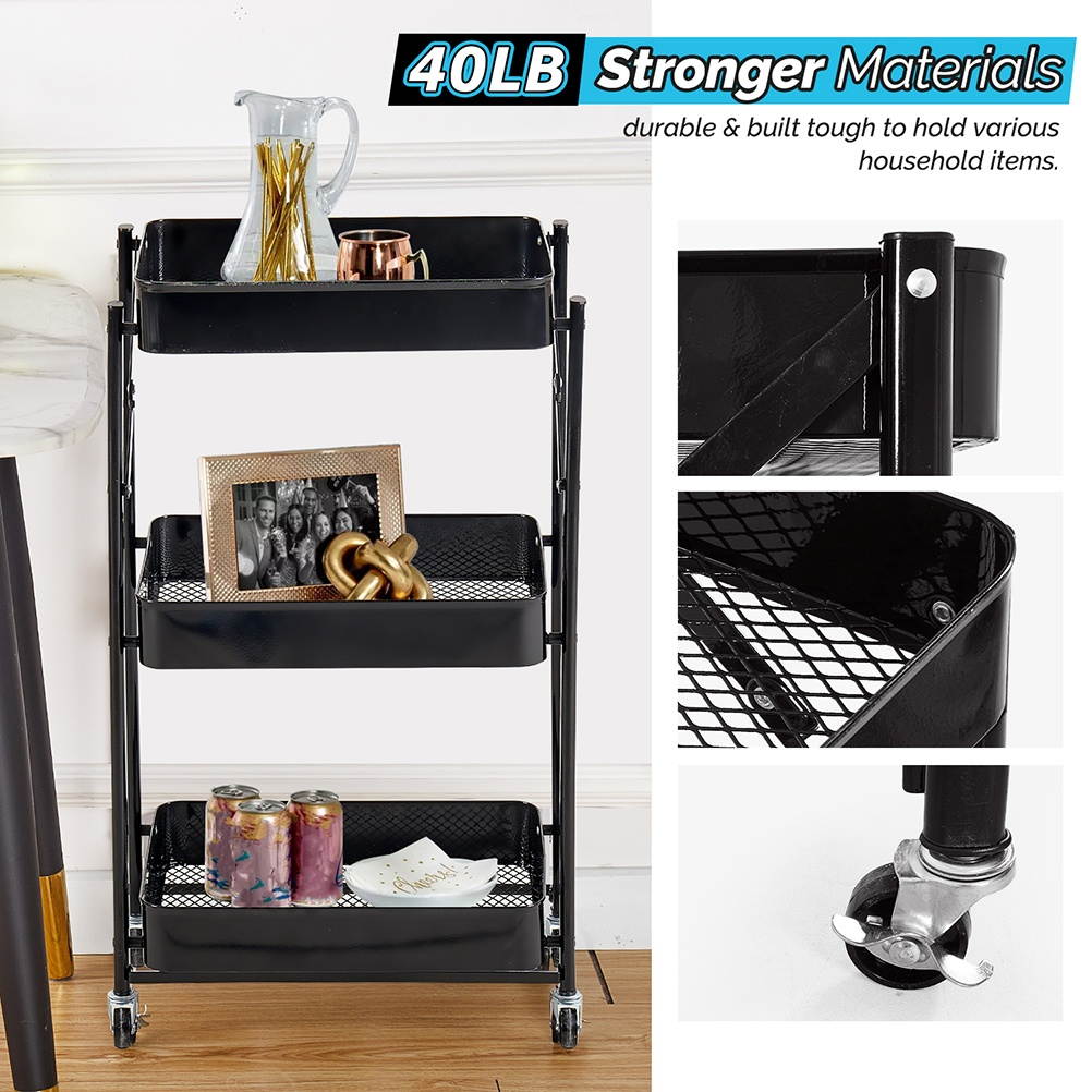1pc Safe Practical Stylish Kitchen Storage Cart Home Storage Rack Utility Cart for Kitchen