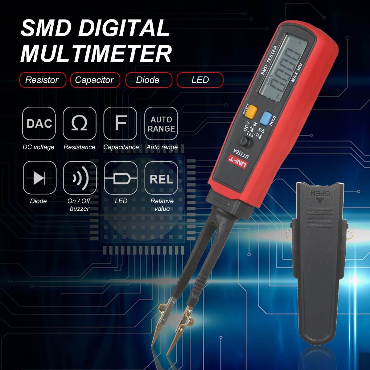 HoldPeak HP-990B Auto Range SMD Meter Resistor Capacitor Diode/Continuity/Battery Tester 4000Counts with Relative Mode