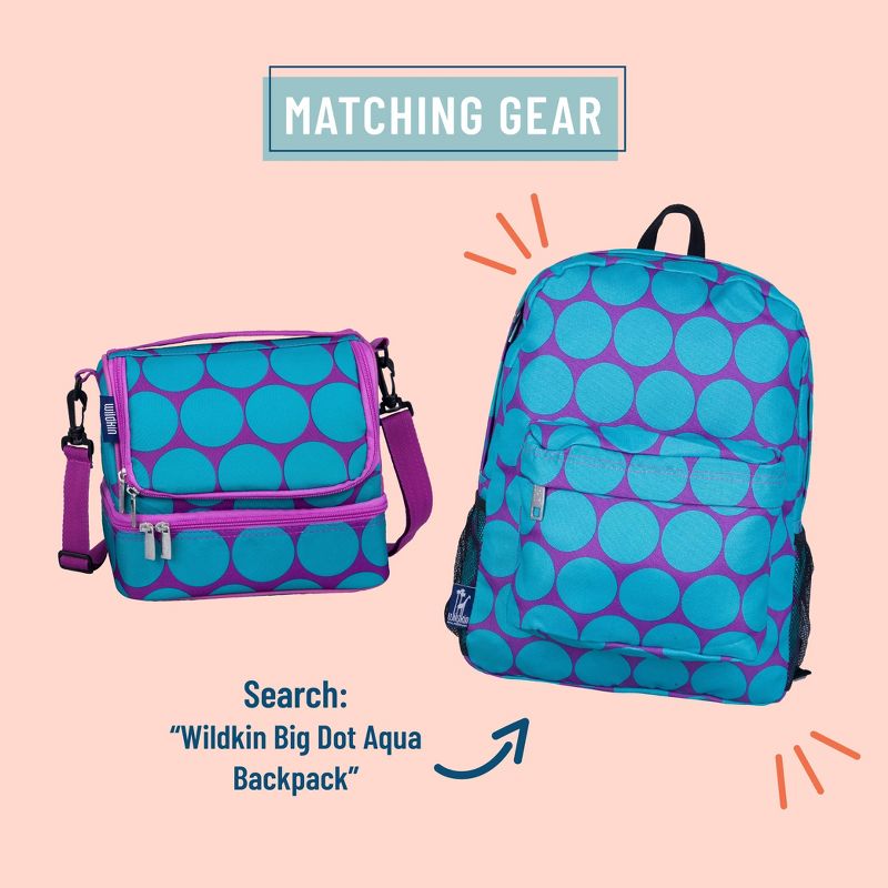 Wildkin Big Dot Aqua  Dual Compartment Lunch Bag