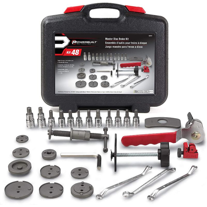 Powerbuilt 648622 Universal Master Disc Brake Tool Repair Kit with Carrying Case for Domestic and Import Vehicles