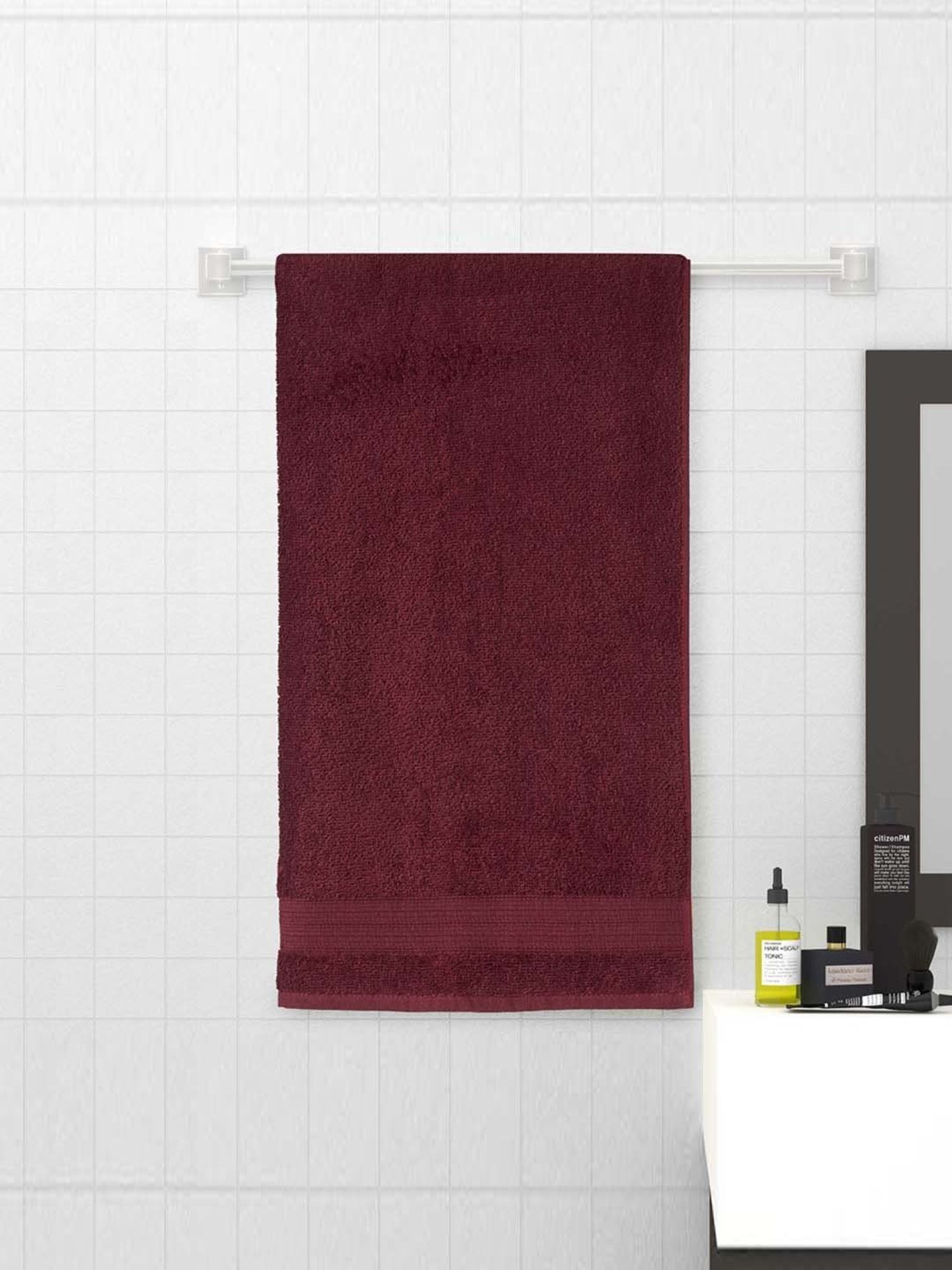 Spaces Day2Day Maroon Cotton 400 GSM Ladies Bath Towel