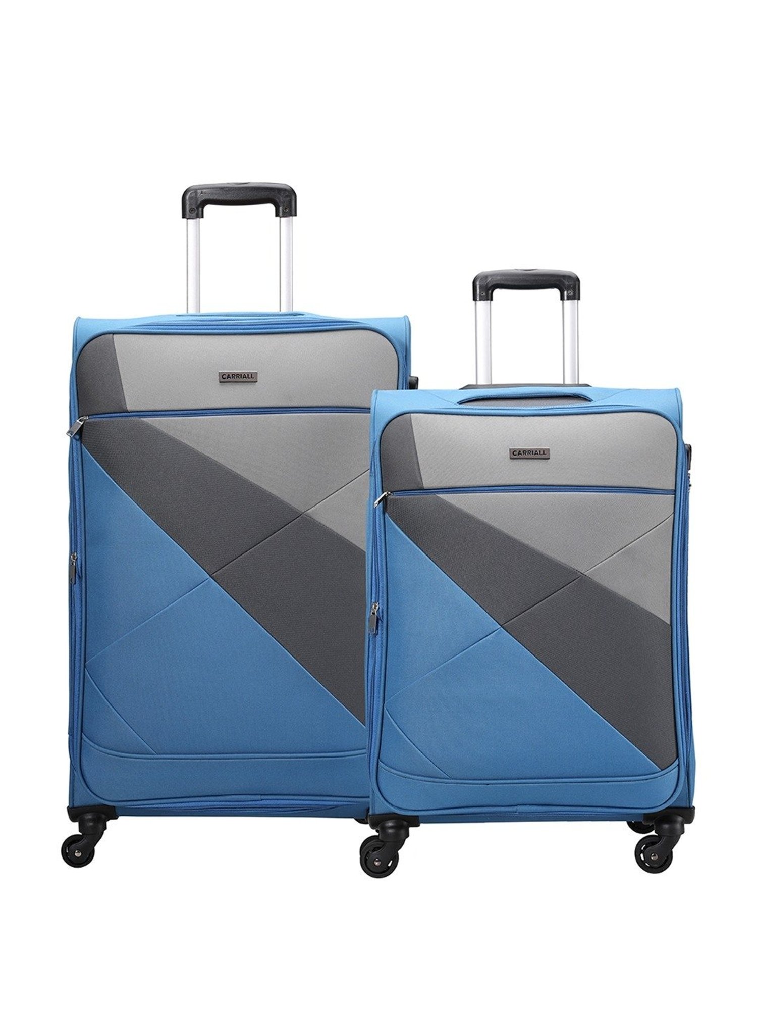 Carriall Blue 4 Wheel Large Soft Cabin Trolley Set of 2 - 78 cm