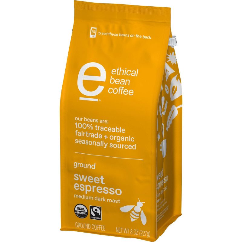 Ethical Bean Coffee Sweet Espresso Medium Dark Roast Ground Coffee - 8oz