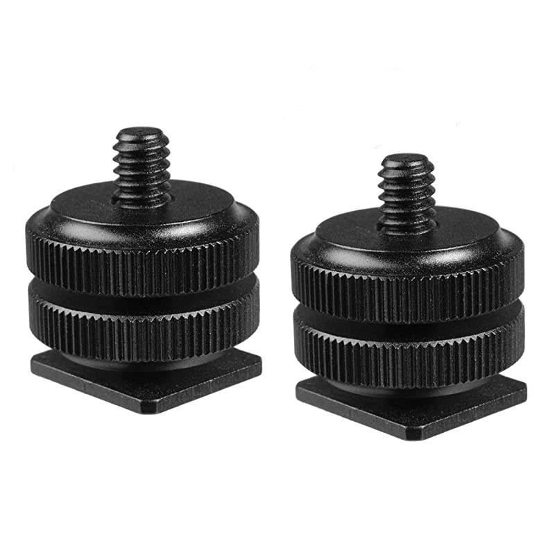 2 Packs  Hot Shoe to 14 Adapter Camera Hot Shoe Mount Adapter Flash Shoe to 14quot20 Male Post Adapter with Locking Disk