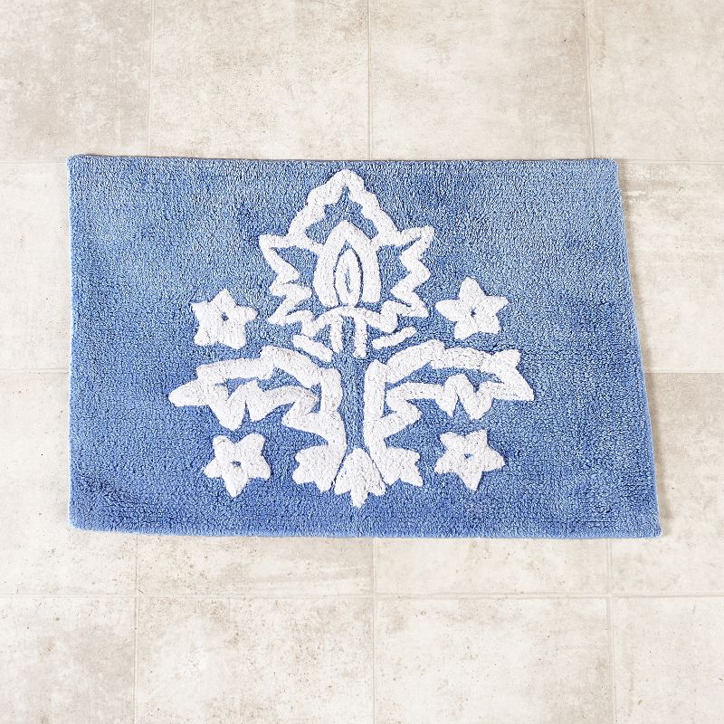 Lakeside Madeleine Cotton Bathroom Shower Rug with Floral Motif