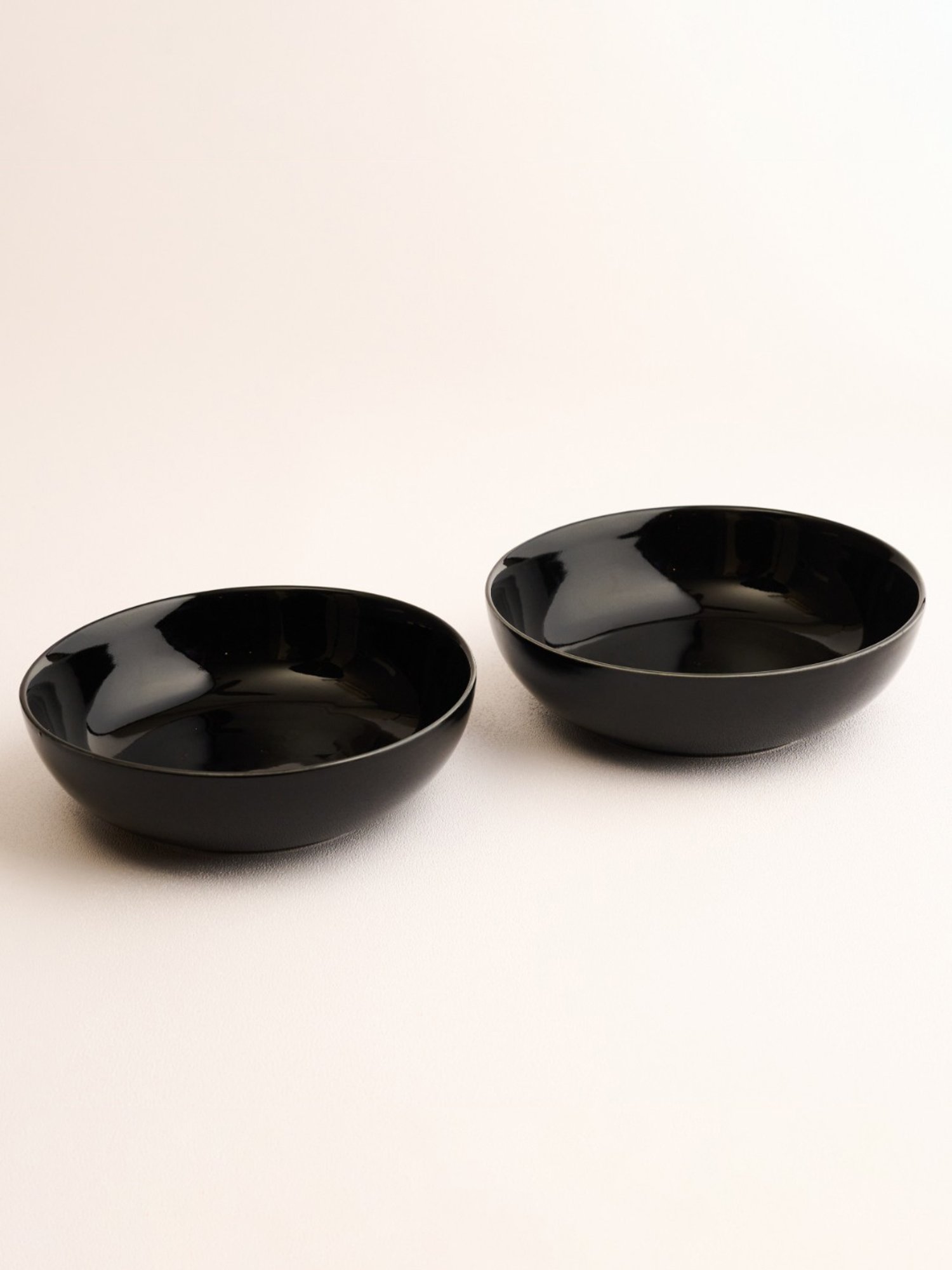 BlackCarrot Black Ceramic Snack Bowls Set of 2