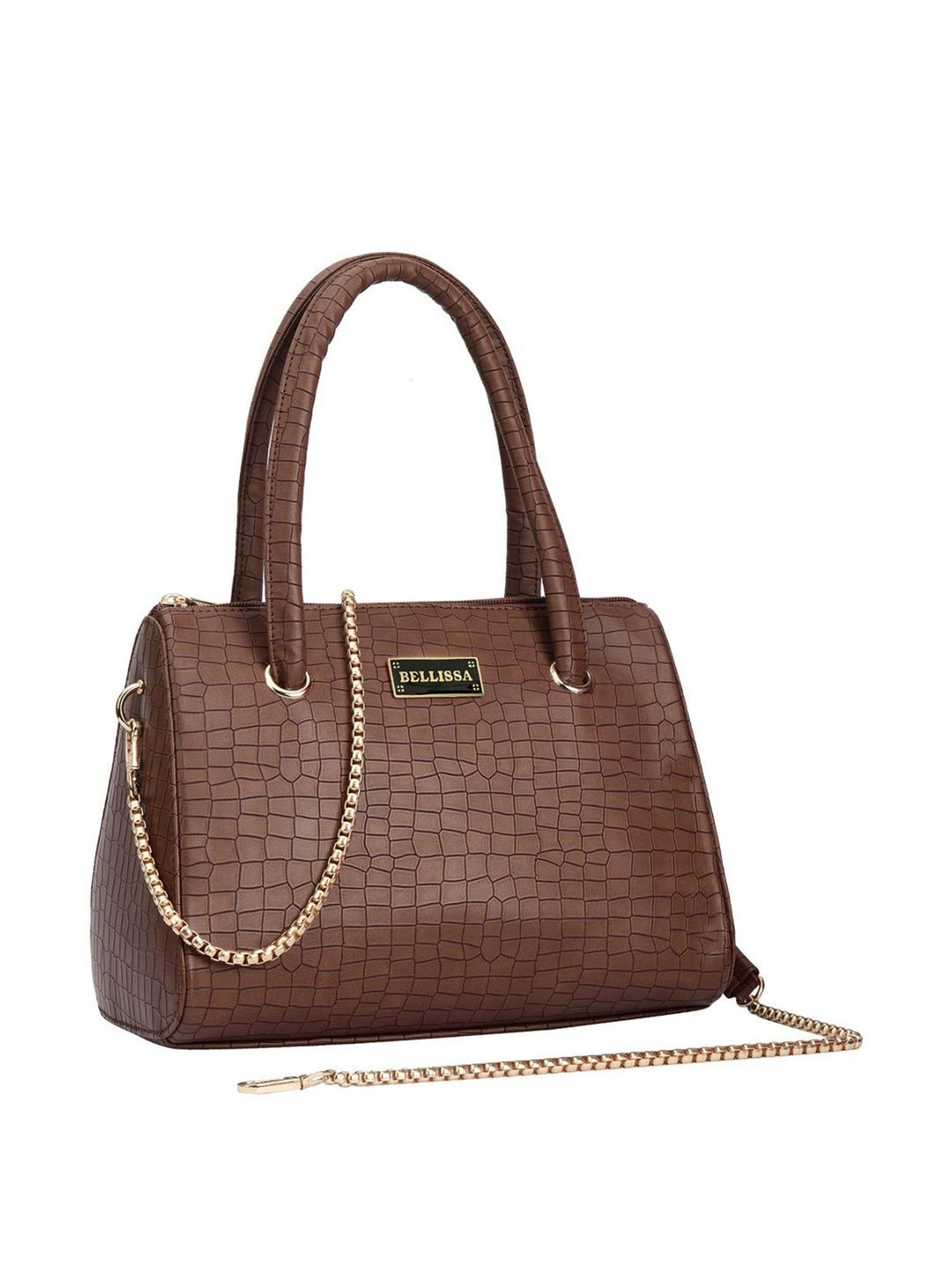 Bellissa Brown Textured Medium Handbag