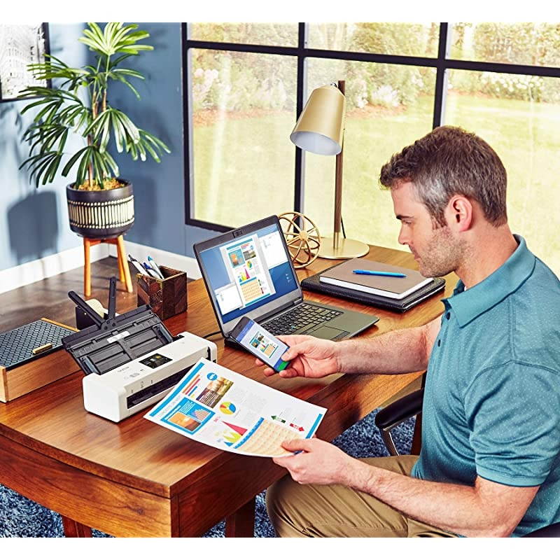 Wireless Compact Desktop Scanner, ADS-1700W, Fast Scan Speeds, Easy-to-Use, Ideal for Home, Office or On-The-Go Professionals (Renewed)