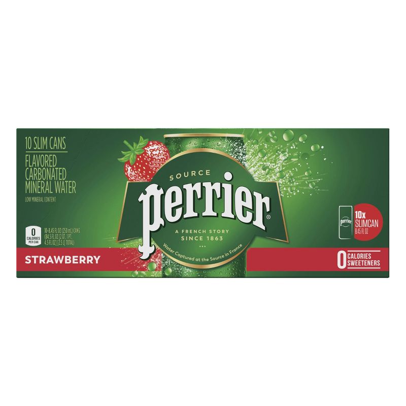 Perrier Strawberry Flavored Carbonated Mineral Water - 10pk/8.45 fl oz Cans