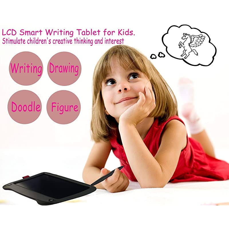 9 inch Writing ampDrawing Board Doodle Board Toys for Kids  Birthday Gift for 45 Years Old Kids LCD Writing Tablet with Stylus Smart Paper for Drawing Writer sBlack