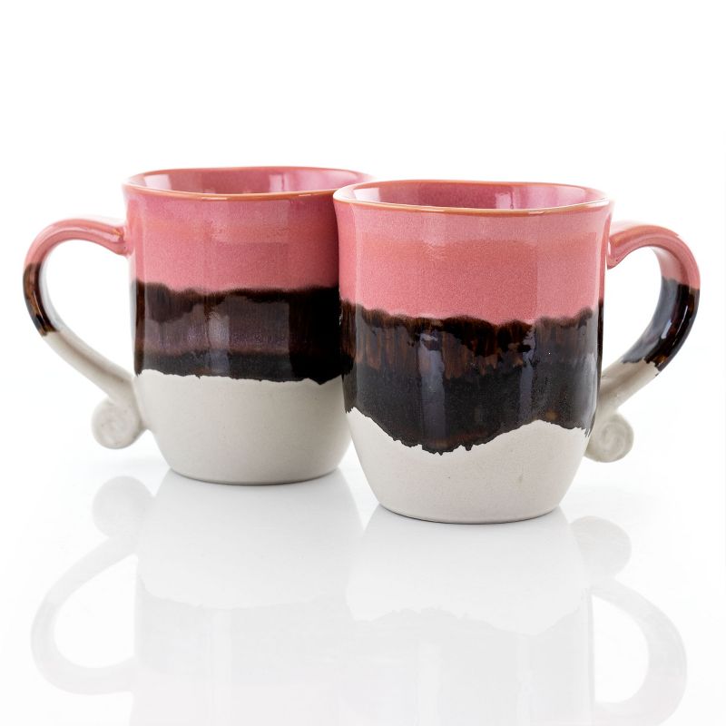 Meritage Twist 4 Piece 17 Ounce Round Stoneware Cup Set in Red