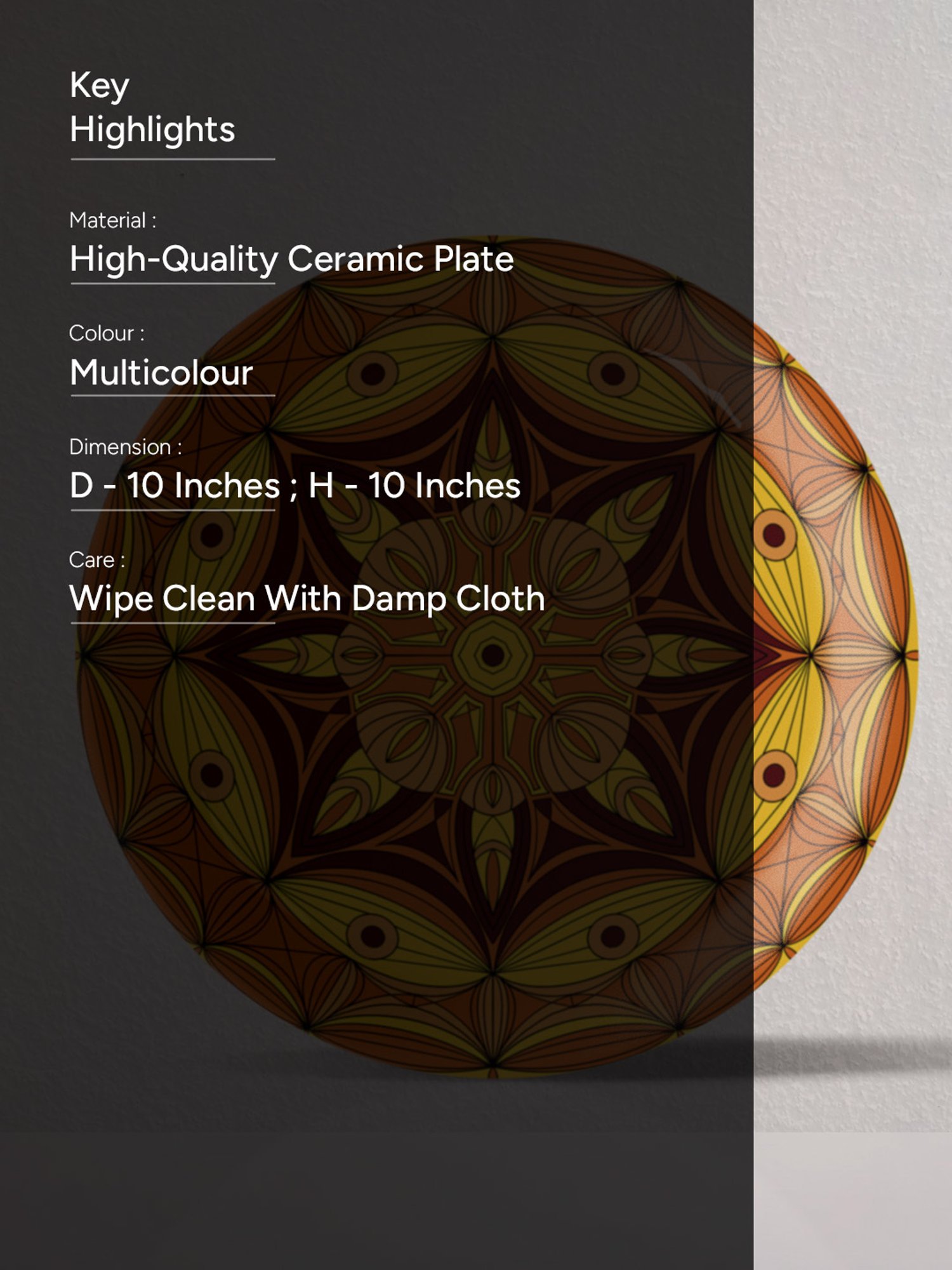 Nestroots Brown Sugar Serenity Artistry Mustard & Maroon Porcelain&iquest;Decorative Wall Plate