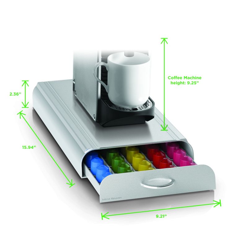 MIND READER Single Drawer Coffee Pod Holder [50 Capacity] (SILVER)