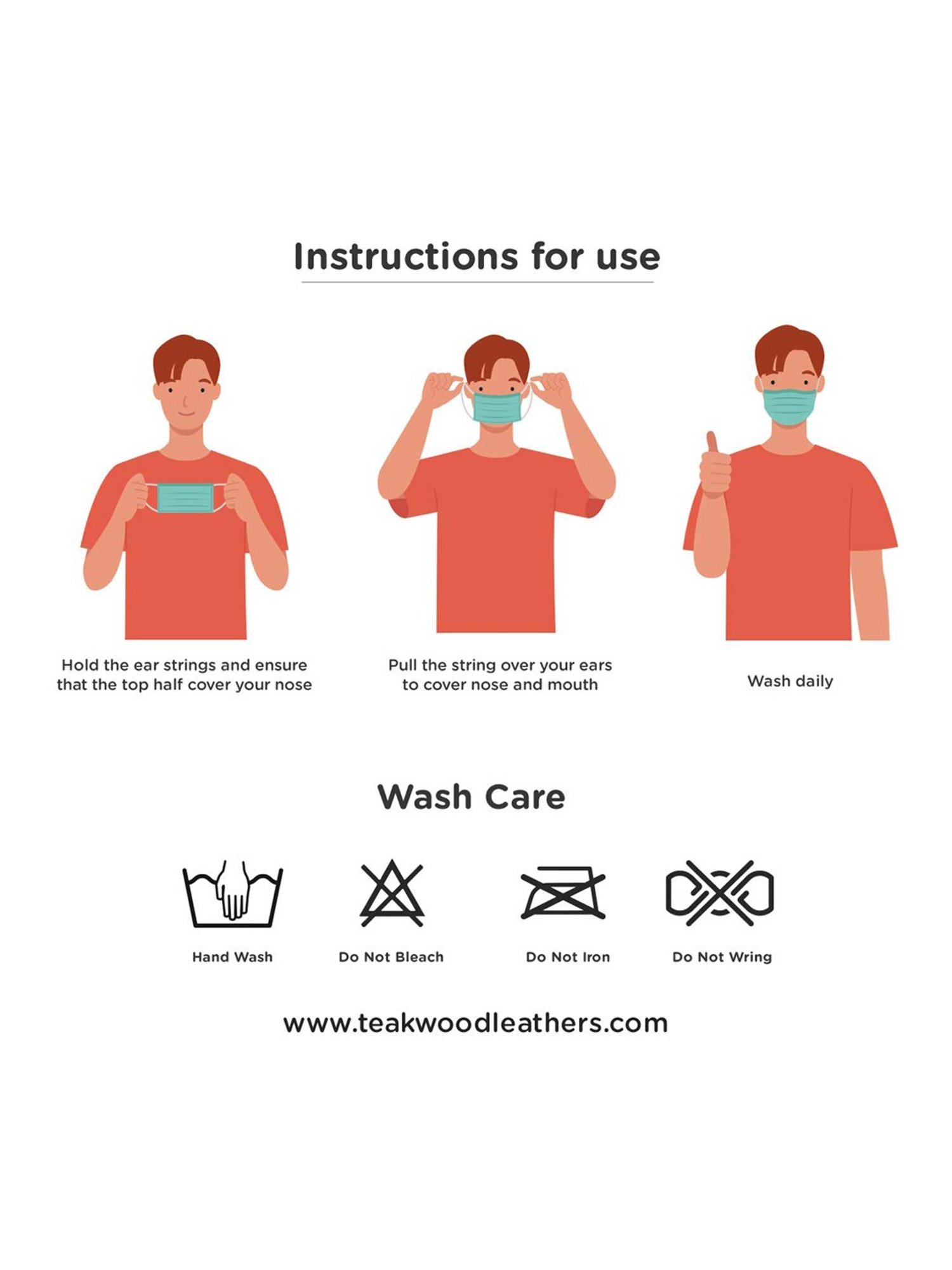 Teakwood 3 Layered Anti Pollution Reusable Face Masks - Pack of 7